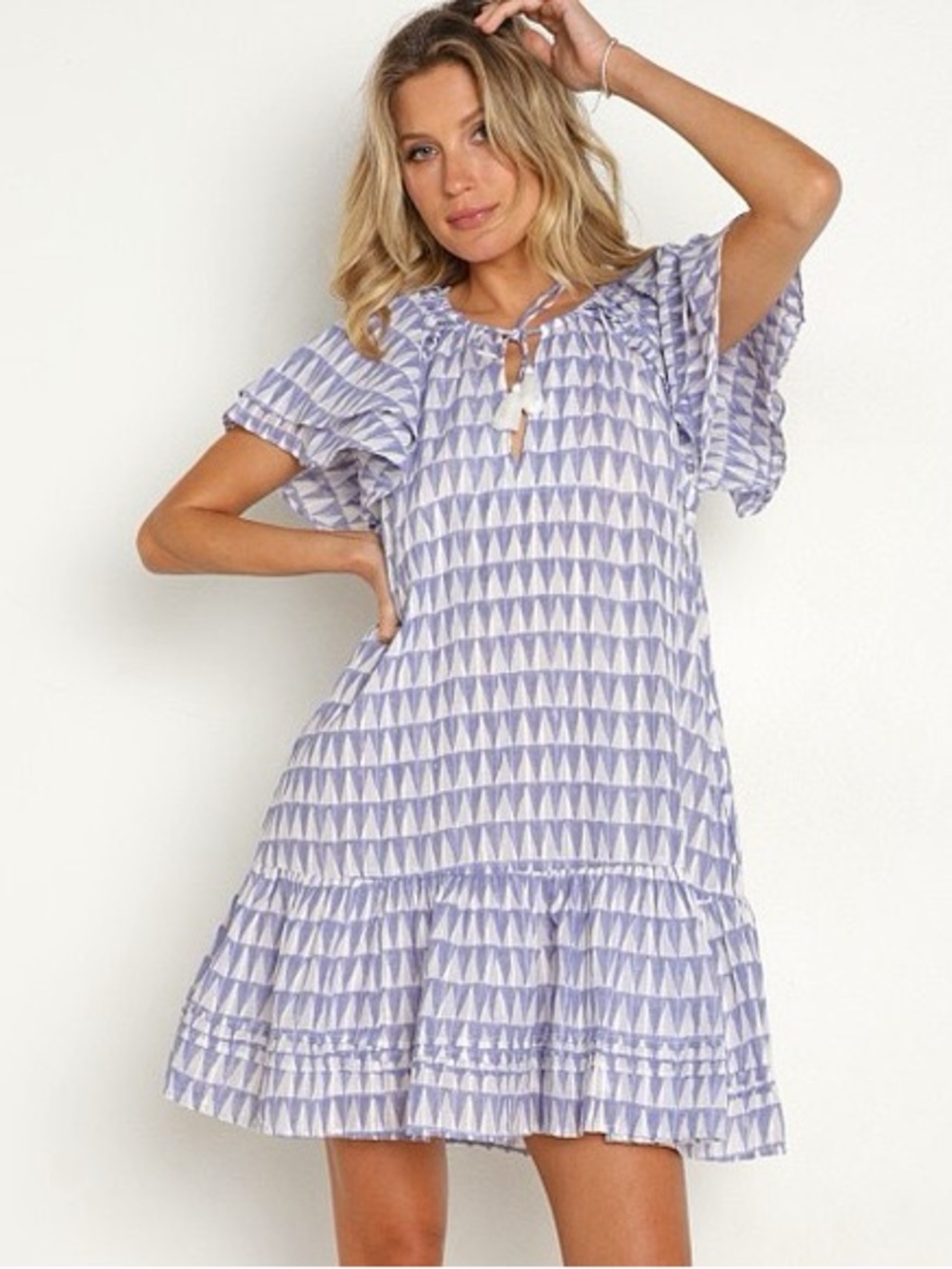 Cleobella Multicolor Geometric Tassel Mini Dress